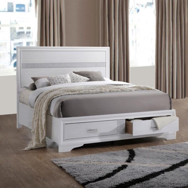 Wood Queen Storage Panel Bed White - Image 2