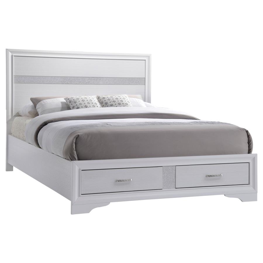Wood Queen Storage Panel Bed White