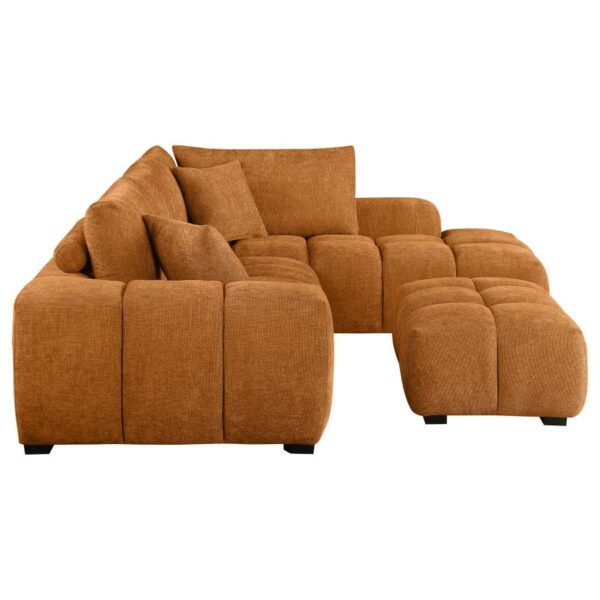 Upholstered Sectional Sofa with Ottoman Set Orange - Image 3