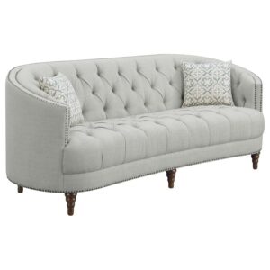 Upholstered Sloped Arm Sofa Grey Fabric