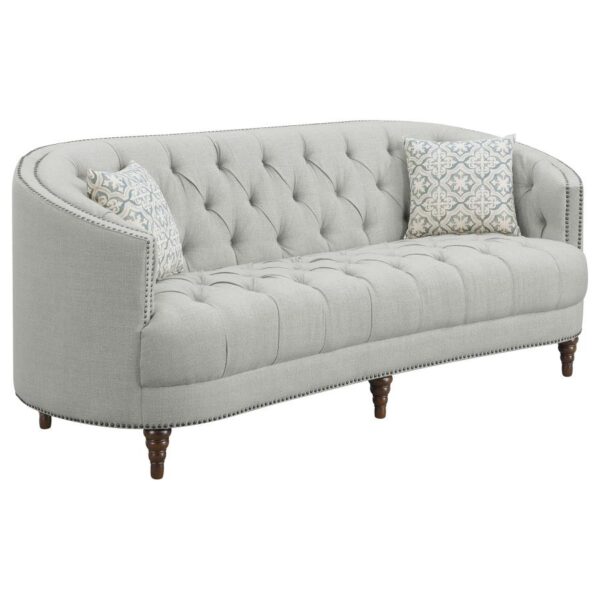 Upholstered Sloped Arm Sofa Grey Fabric