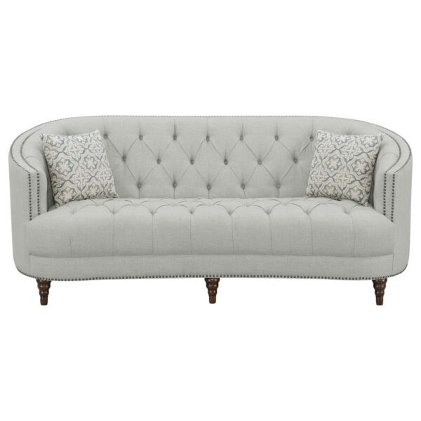 Upholstered Sloped Arm Sofa Grey Fabric - Image 4