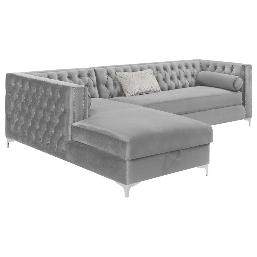Upholstered Storage Chaise Sectional Sofa Grey