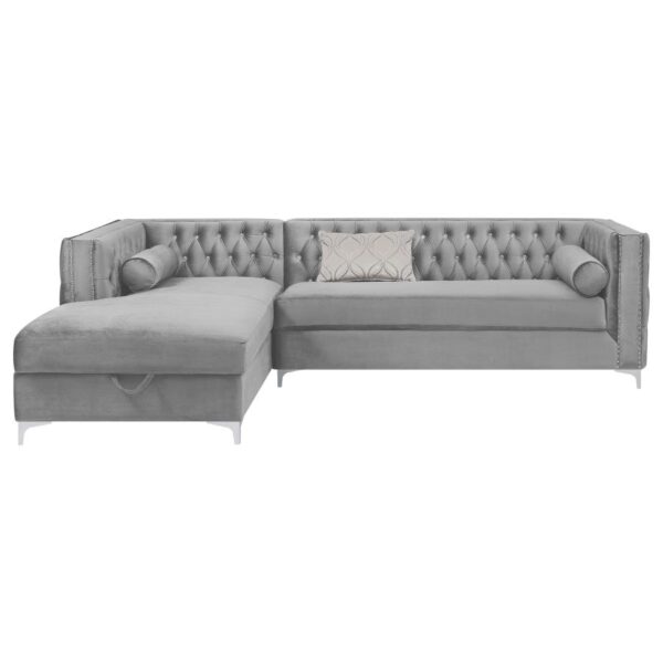 Upholstered Storage Chaise Sectional Sofa Grey - Image 2