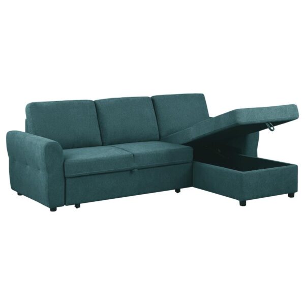 Upholstered Storage Sleeper Sectional Sofa Teal - Image 4