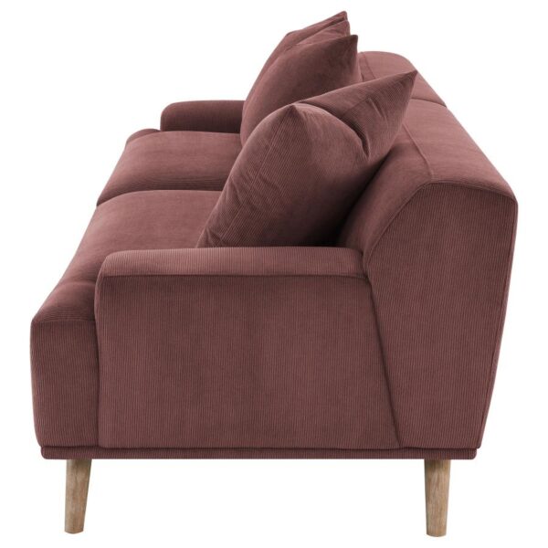 Corduroy Upholstered Extra Long Sofa Wine Red - Image 3