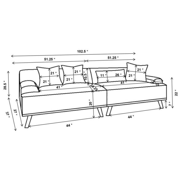 Corduroy Upholstered Extra Long Sofa Wine Red - Image 4