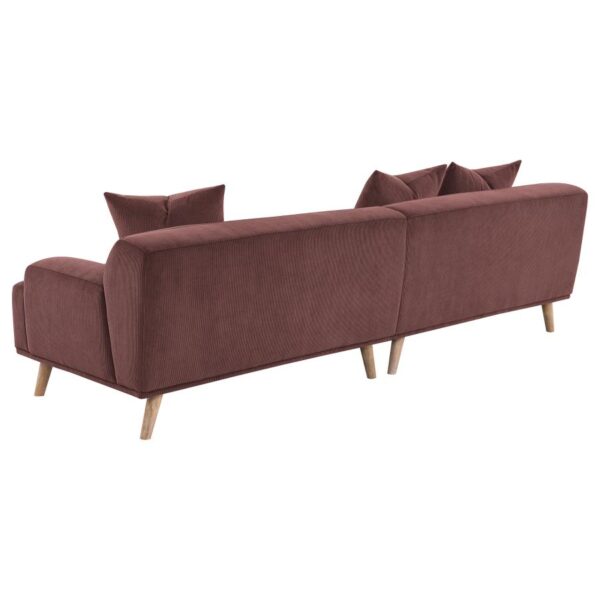 Corduroy Upholstered Extra Long Sofa Wine Red - Image 5