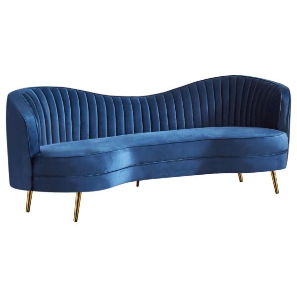 Upholstered Channel Tufted Sofa Blue - Image 3