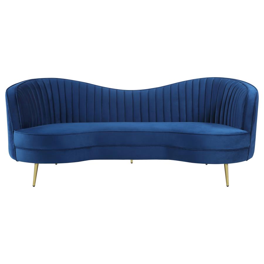 Upholstered Channel Tufted Sofa Blue