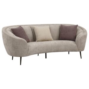 Upholstered Channel Back Curved Sofa Beige