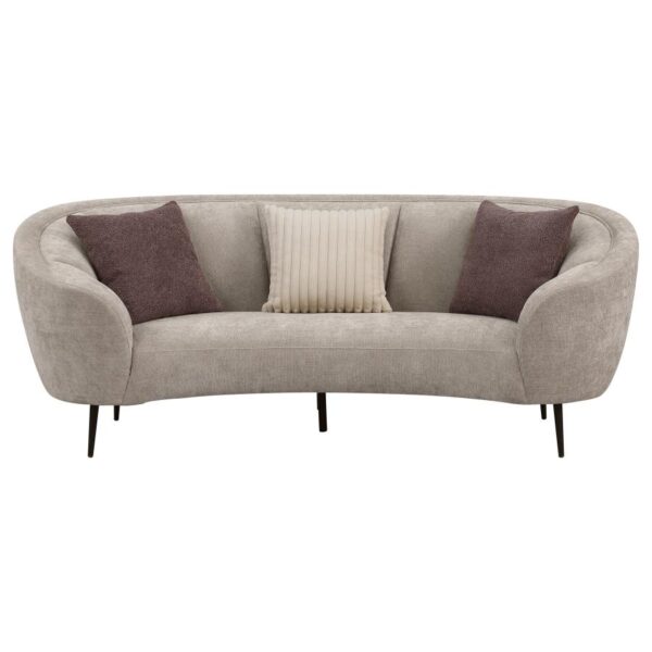Upholstered Channel Back Curved Sofa Beige - Image 4