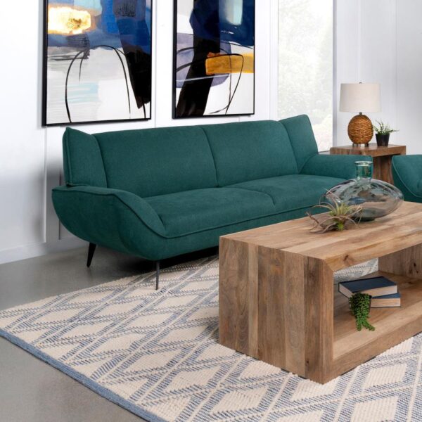 Upholstered Flared Arm Sofa Teal Blue - Image 2