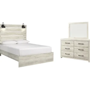 Cambeck Queen Panel Bed with Mirrored Dresser