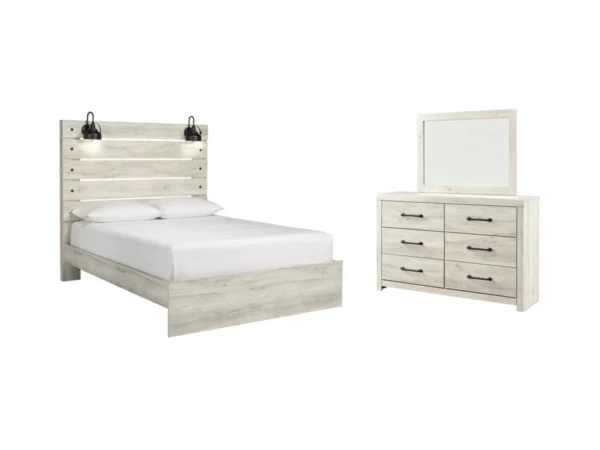 Cambeck Queen Panel Bed with Mirrored Dresser