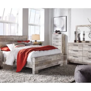 Effie Queen Panel Bed with Mirrored Dresser and Nightstand