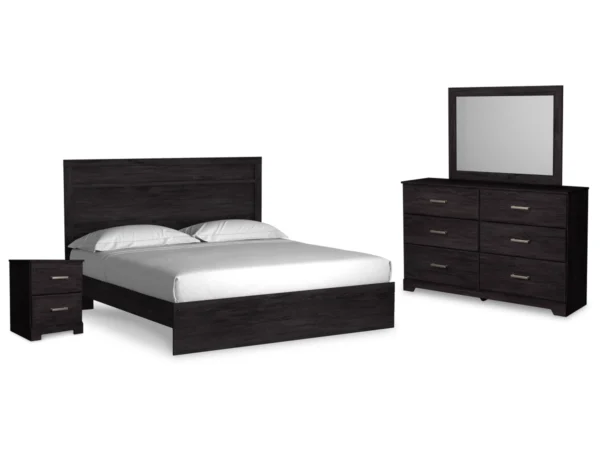Belachime King Panel Bed with Mirrored Dresser and Nightstand - Image 2