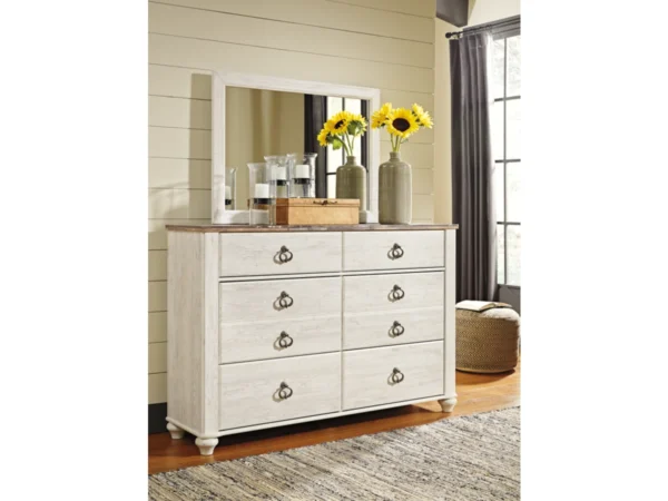 Willowton King Panel Bed with Mirrored Dresser, Chest and 2 Nightstands - Image 2