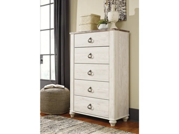 Willowton King Panel Bed with Mirrored Dresser, Chest and 2 Nightstands - Image 3