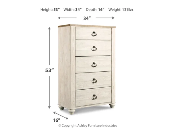 Willowton King Panel Bed with Mirrored Dresser, Chest and 2 Nightstands - Image 10