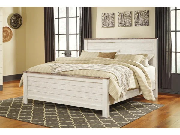 Willowton King Panel Bed with Mirrored Dresser, Chest and 2 Nightstands - Image 4