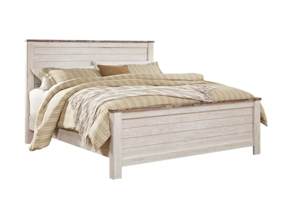 Willowton King Panel Bed with Mirrored Dresser, Chest and 2 Nightstands - Image 7