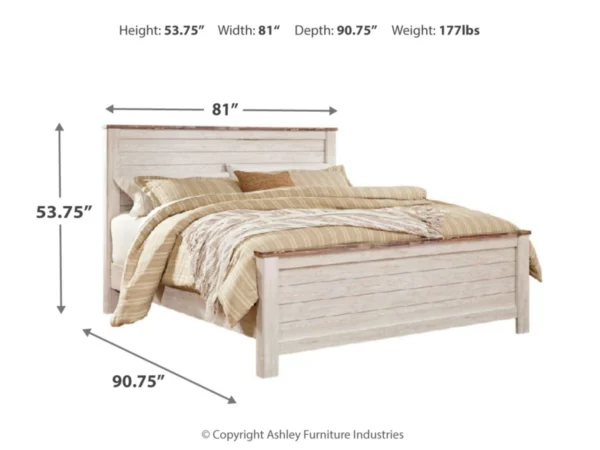 Willowton King Panel Bed with Mirrored Dresser, Chest and 2 Nightstands - Image 11