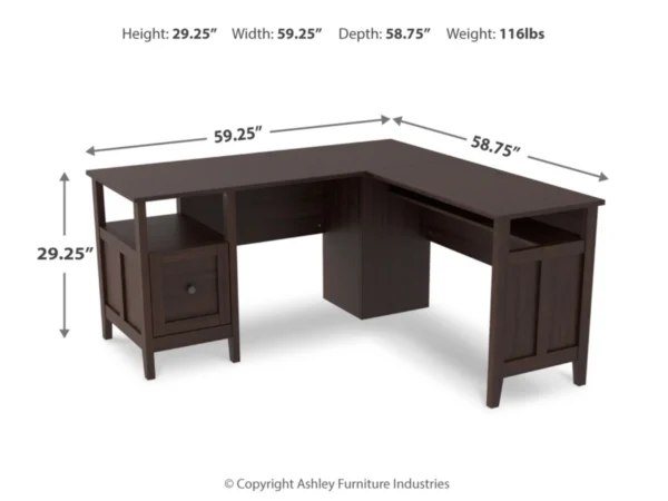 Camiburg 59" L-Shaped Home Office Desk with Drawer - Image 4