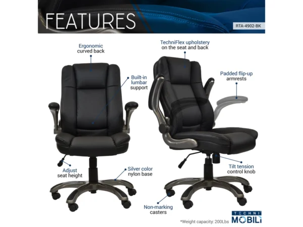 Techni Mobili Medium Back Executive Office Chair - Image 5