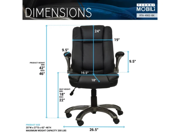 Techni Mobili Medium Back Executive Office Chair - Image 6