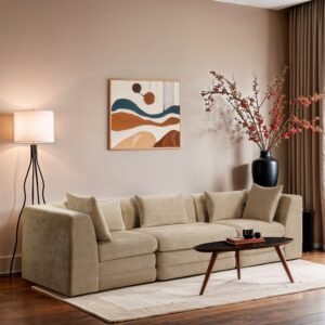 Stellar 114" Chenille Fabric Upholstered 3pc. Modular Sofa