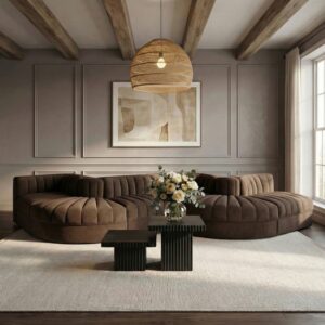 Rummi 175" Velvet Performance Fabric Upholstered 6pc. Modular Sectional