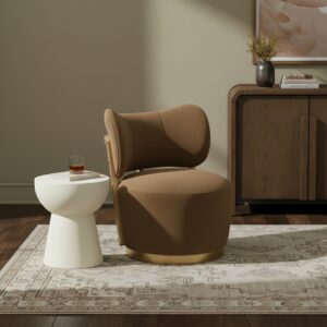 Elara Velvet Upholstered Swivel Chair